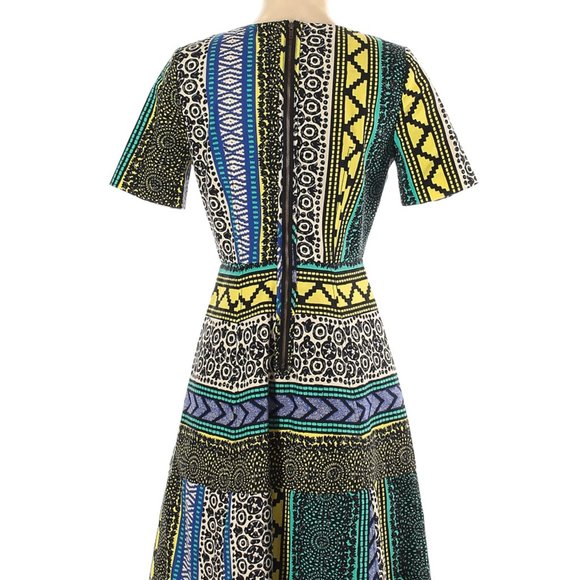 Plenty By Tracy Reese Dress Yellow Tan Black SSleeve Embroider Sz 4 #499 - Picture 3 of 4